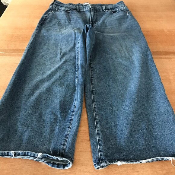 Good American Good Waist Palazzo Crop Jeans Women 15 Blue High Rise Stretch - Picture 1 of 12